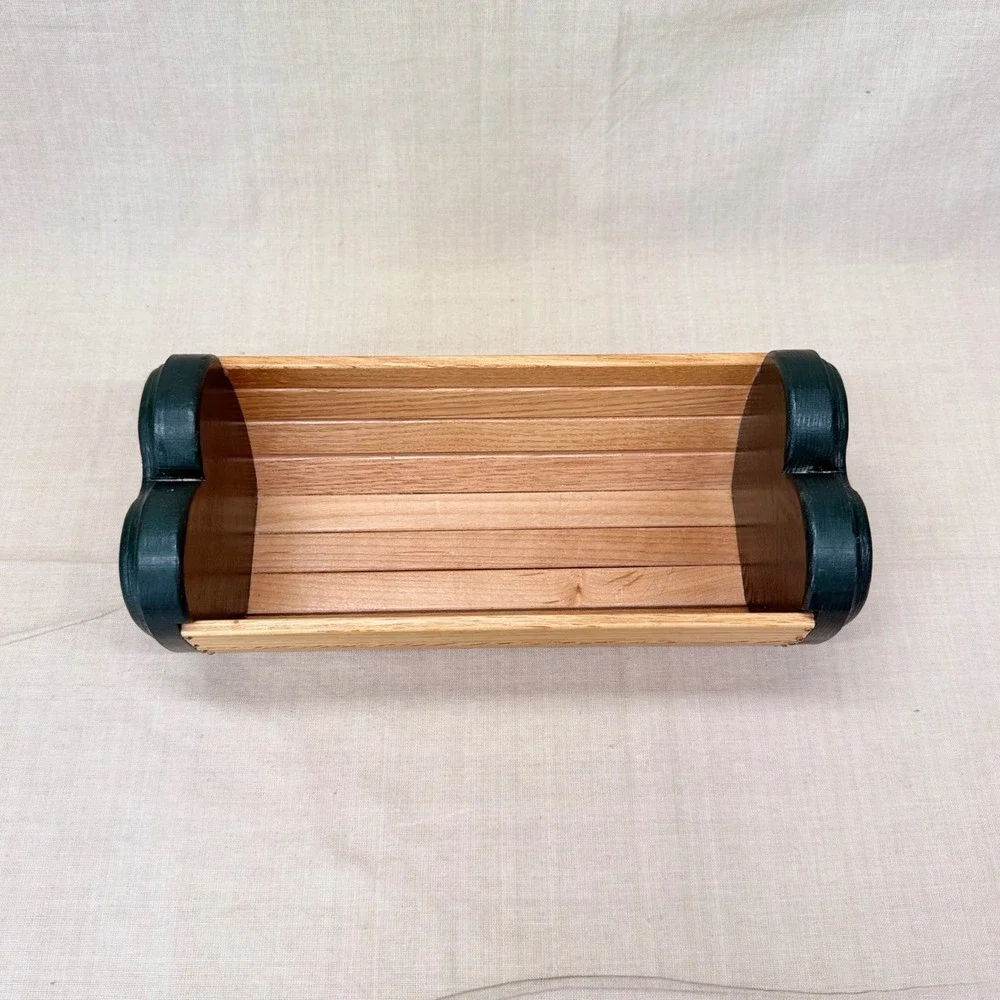 Vintage Heart Apple Wood Catchall Tray Entryway Organizer Cottage Decor